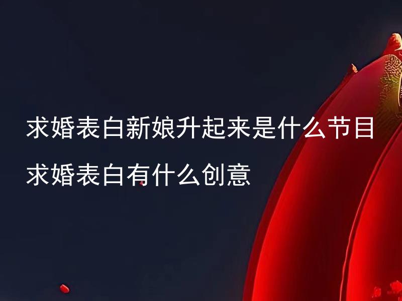 求婚表白新娘升起来是什么节目 求婚表白有什么创意