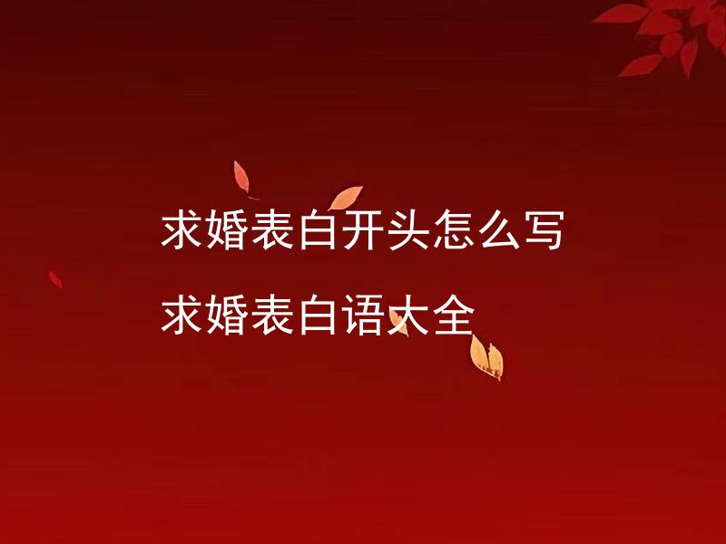 求婚表白开头怎么写 求婚表白语大全