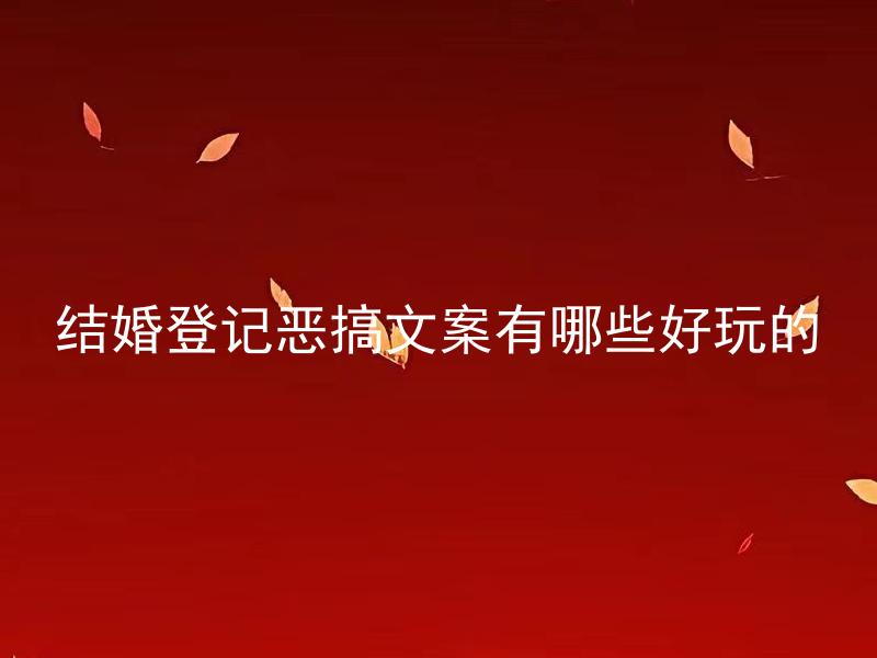 结婚登记恶搞文案有哪些好玩的