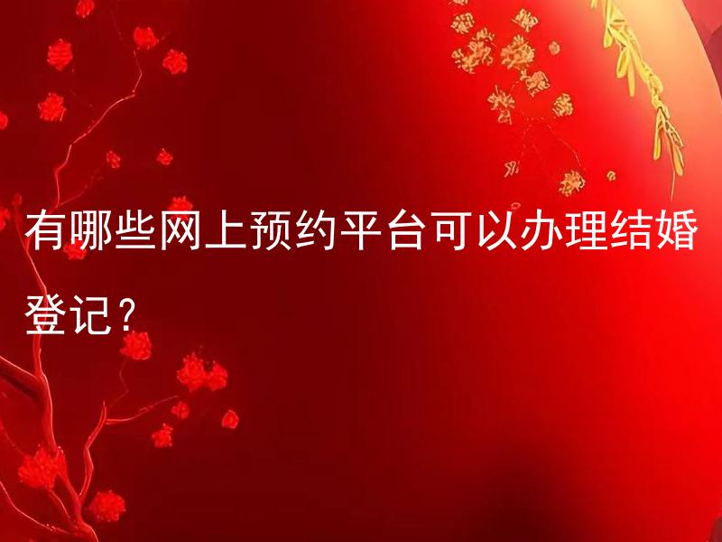 有哪些网上预约平台可以办理结婚登记？