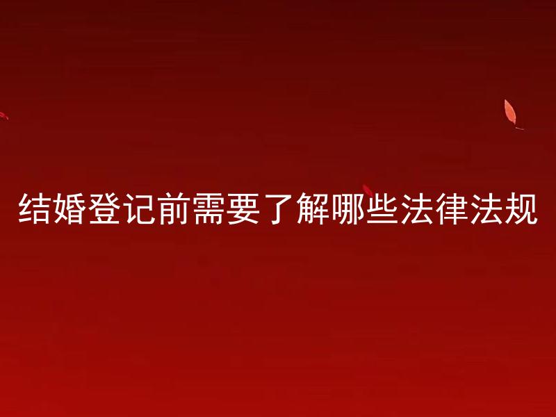 结婚登记前需要了解哪些法律法规