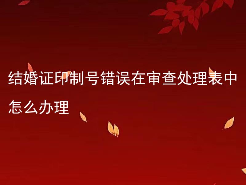 结婚证印制号错误在审查处理表中怎么办理