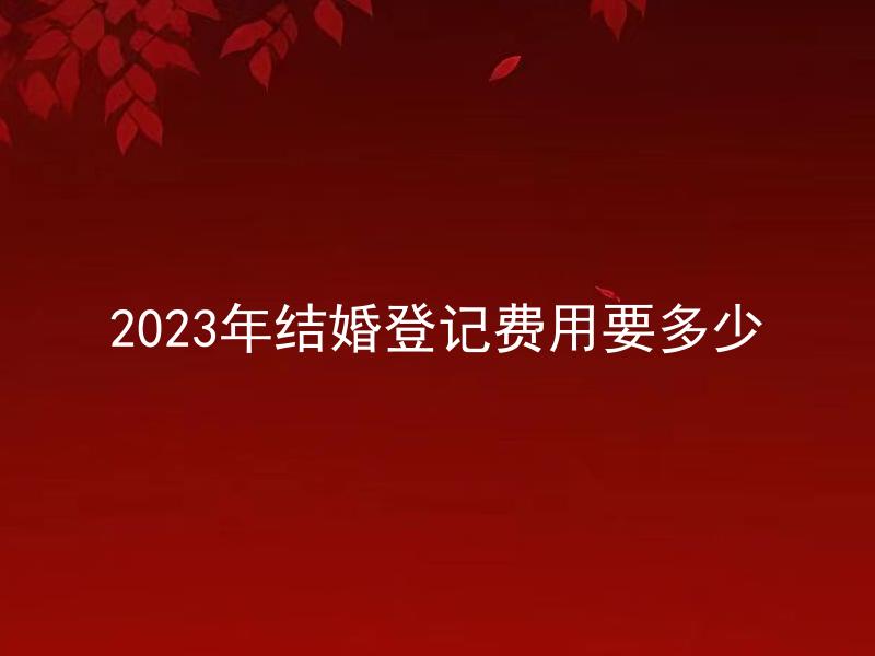 2023年结婚登记费用要多少