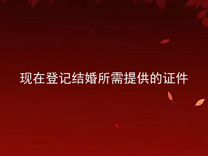 现在登记结婚所需提供的证件