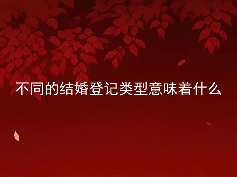 不同的结婚登记类型意味着什么