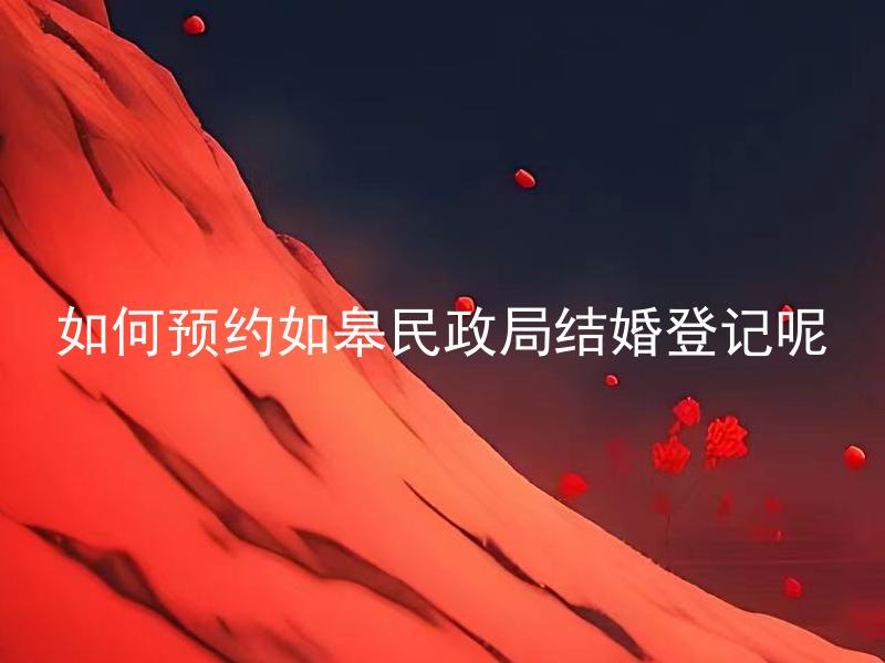 如何预约如皋民政局结婚登记呢