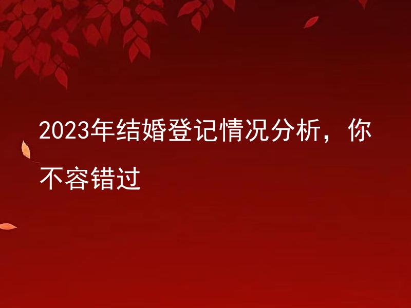 2023年结婚登记情况分析，你不容错过