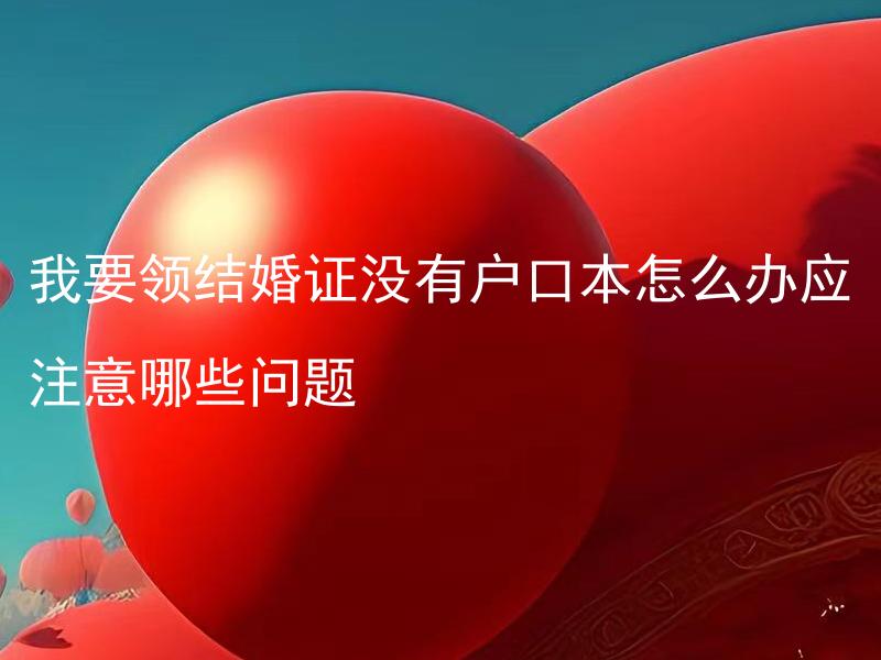我要领结婚证没有户口本怎么办应注意哪些问题