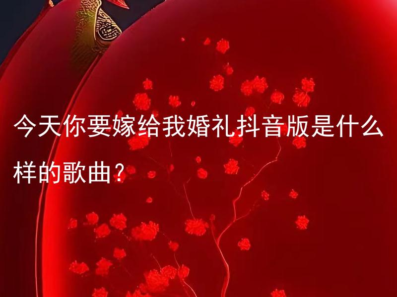 今天你要嫁给我婚礼抖音版是什么样的歌曲？ 今天你要嫁给我婚礼抖音版有哪些特点？